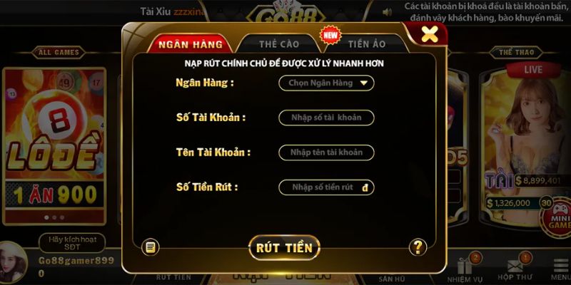 Các kênh thanh toán đa dạng tại Go88