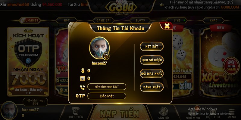 Sao lưu thông tin quan trọng khi xoá tài khoản Go88